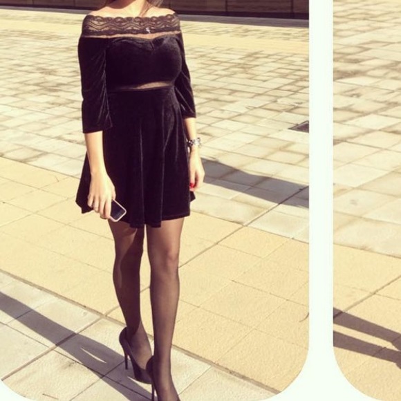 Bershka | Dresses | Bershka Special Edition Black Velvet Lace Dress |  Poshmark